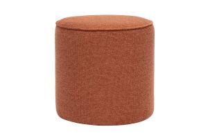 Pouf rond en tissu effet velours texturé terre brûlée D40 cm PAUL