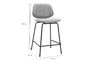 Tabourets de bar en tissu effet velours texturé vert céladon et métal H66.5 cm BARNET (lot de 2)