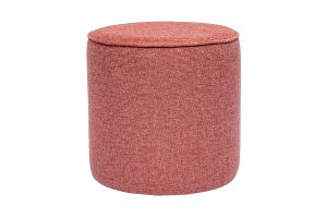 Pouf rond en tissu effet velours texturé terracotta D40 cm PAUL