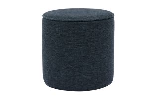 Pouf rond en tissu effet velours texturé bleu foncé D40 cm PAUL