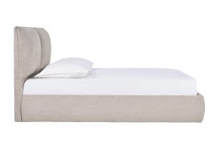 Lit coffre 2 places 160x200 cm en tissu chenille beige VIGO