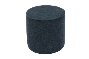 Pouf rond en tissu effet velours texturé bleu foncé D40 cm PAUL