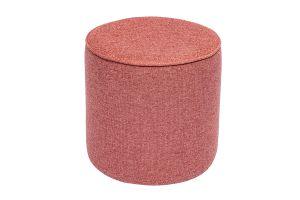 Pouf rond en tissu effet velours texturé terracotta D40 cm PAUL
