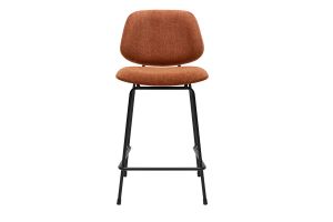 Tabourets de bar en tissu effet velours texturé terre brûlée et métal H66.5 cm BARNET (lot de 2)
