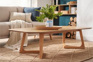 Table basse rectangulaire scandinave bois clair L150 cm JUKE