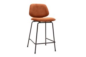 Tabourets de bar en tissu effet velours texturé terre brûlée et métal H66.5 cm BARNET (lot de 2)