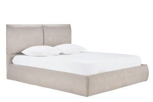 Lit coffre 2 places 160x200 cm en tissu chenille beige VIGO