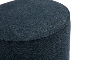 Pouf rond en tissu effet velours texturé bleu foncé D40 cm PAUL