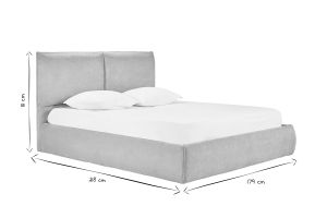 Lit coffre 2 places 160x200 cm en tissu chenille beige VIGO