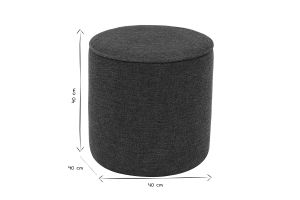 Pouf rond en tissu effet velours texturé bleu foncé D40 cm PAUL