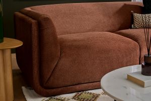 Canapé design 3 places en tissu chenille terre brûlée HOSBO