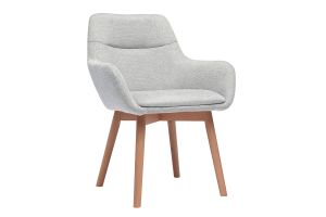 Chaises en tissu effet velours texturé gris clair et bois clair (lot de 2) ALESS