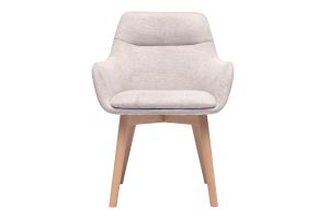 Chaises en tissu effet velours texturé beige et bois clair (lot de 2) ALESS