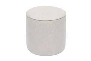 Pouf rond en tissu effet velours texturé beige D40 cm PAUL