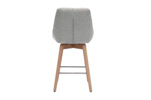 Tabourets de bar scandinaves pivotants 360° en tissu effet velours texturé gris clair et bois clair H65 cm (lot de 2) ALESS