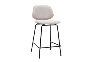 Tabourets de bar en tissu effet velours texturé beige et métal H66.5 cm BARNET (lot de 2)
