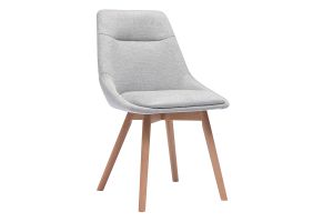 Chaises en tissu effet velours texturé gris clair et bois clair (lot de 2) ALESS
