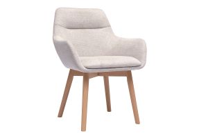Chaises en tissu effet velours texturé beige et bois clair (lot de 2) ALESS
