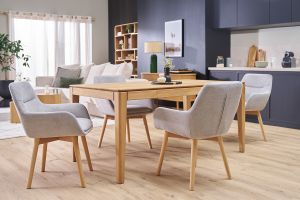 Chaises en tissu effet velours texturé gris clair et bois clair (lot de 2) ALESS