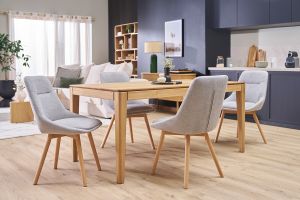 Chaises en tissu effet velours texturé gris clair et bois clair (lot de 2) ALESS