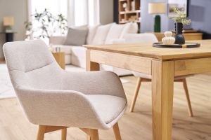 Chaises en tissu effet velours texturé beige et bois clair (lot de 2) ALESS