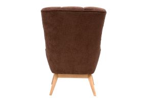 Poltrona scandinava in tessuto ciniglia terra bruciata e legno chiaro BRODY