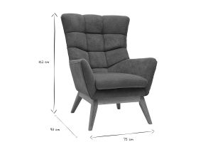 Poltrona scandinava in tessuto ciniglia terra bruciata e legno chiaro BRODY