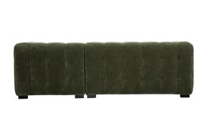 Sofá de esquina derecho diseño 3 plazas en tela efecto terciopelo verde kaki CORTO