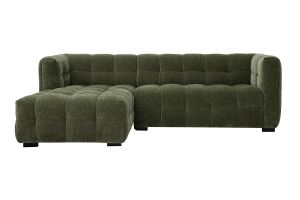 Divano angolare sinistro design 3 posti in tessuto effetto velluto verde kaki CORTO
