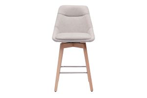 Tabourets de bar scandinaves pivotants 360° en tissu effet velours texturé beige et bois clair H65 cm (lot de 2) ALESS