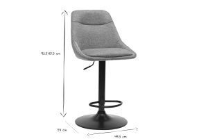 Tabourets de bar réglables pivotants 360° en tissu effet velours texturé gris et métal (lot de 2) ALESS