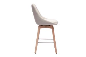 Tabourets de bar scandinaves pivotants 360° en tissu effet velours texturé beige et bois clair H65 cm (lot de 2) ALESS
