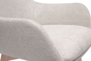 Sedie in tessuto effetto velluto testurizzato beige e legno chiaro (set di 2) ALESS