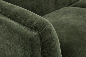 Canapé design 3 places en tissu effet velours vert kaki HOSBO