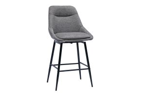 Tabourets de bar pivotants 360° en tissu effet velours texturé gris et métal H66 cm (lot de 2) ALESS