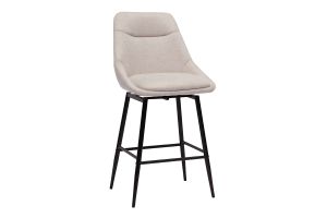 Tabourets de bar pivotants 360° en tissu effet velours texturé beige et métal H66 cm (lot de 2) ALESS