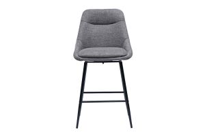 Tabourets de bar pivotants 360° en tissu effet velours texturé gris et métal H66 cm (lot de 2) ALESS