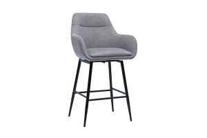 Tabourets de bar pivotants 360° en tissu effet velours texturé gris et métal H65.5 cm (lot de 2) ALESS