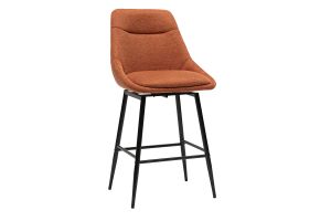 Tabourets de bar pivotants 360° en tissu effet velours texturé terre brûlée et métal H66 cm (lot de 2) ALESS