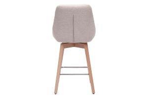 Tabourets de bar scandinaves pivotants 360° en tissu effet velours texturé beige et bois clair H65 cm (lot de 2) ALESS