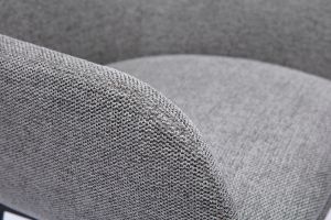 Tabourets de bar pivotants 360° en tissu effet velours texturé gris et métal H65.5 cm (lot de 2) ALESS