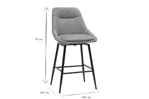 Tabourets de bar pivotants 360° en tissu effet velours texturé gris et métal H66 cm (lot de 2) ALESS