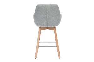 Tabourets de bar scandinaves pivotants 360° en tissu effet velours texturé gris clair et bois clair H65 cm (lot de 2) ALESS