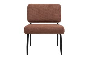 Fauteuil en tissu chenille terre brûlée et métal noir VEDANA