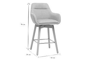 Tabourets de bar scandinaves pivotants 360° en tissu effet velours texturé gris clair et bois clair H65 cm (lot de 2) ALESS
