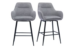 Sgabelli da bar girevoli 360° in tessuto effetto velluto grigio e metallo H65.5 cm (confezione da 2) ALESS