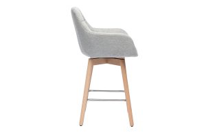 Tabourets de bar scandinaves pivotants 360° en tissu effet velours texturé gris clair et bois clair H65 cm (lot de 2) ALESS