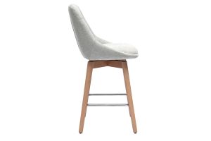 Tabourets de bar scandinaves pivotants 360° en tissu effet velours texturé gris clair et bois clair H65 cm (lot de 2) ALESS