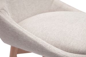 Tabourets de bar scandinaves pivotants 360° en tissu effet velours texturé beige et bois clair H65 cm (lot de 2) ALESS