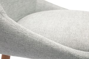 Tabourets de bar scandinaves pivotants 360° en tissu effet velours texturé gris clair et bois clair H65 cm (lot de 2) ALESS